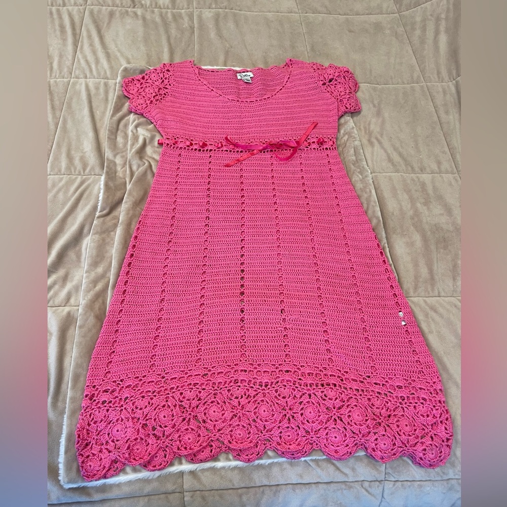 EUC Lily Pulitzer pink crochet dress size Large